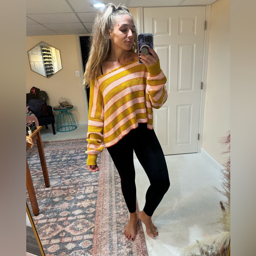 Freepeople striped box cut sweater